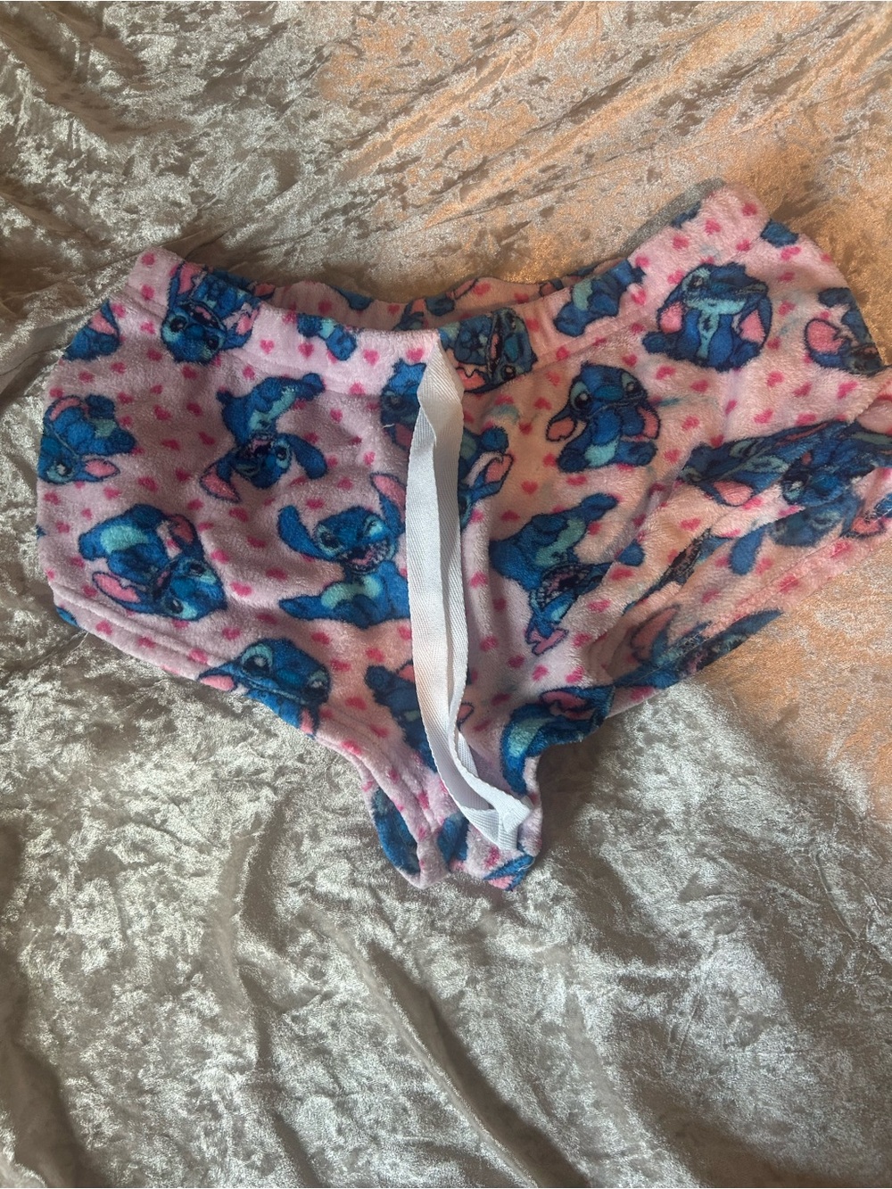 Pink Kids Fleece Shorts with Blue Character Print